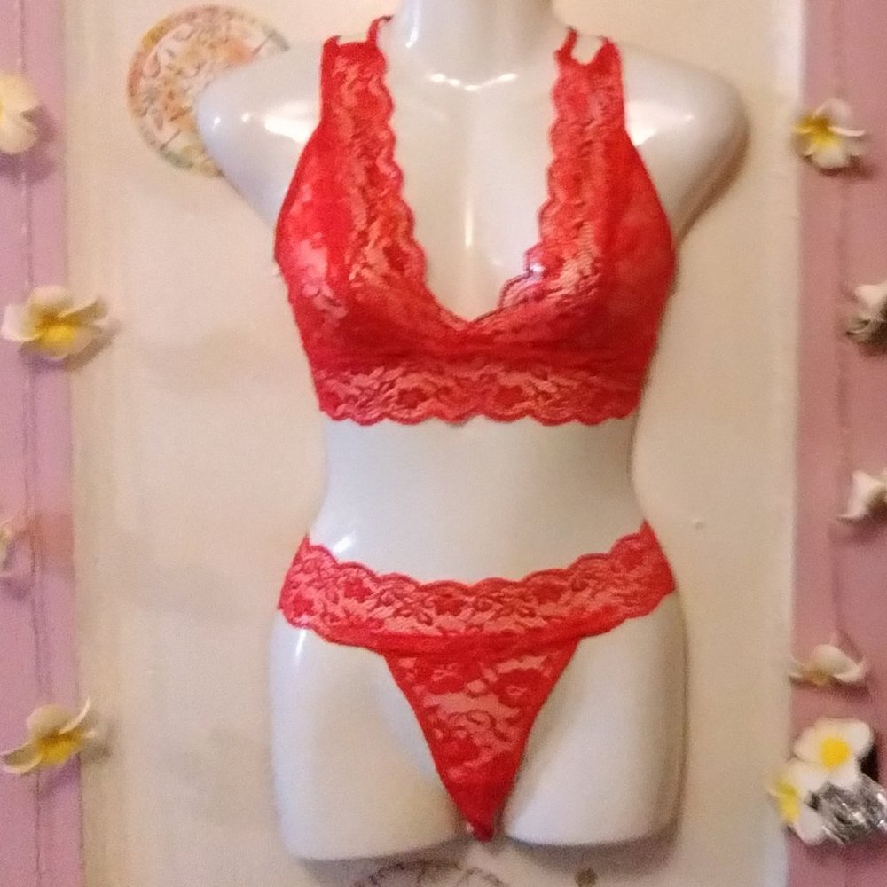 Racerback (S) Lacy Red Lingerie Set - NWOT